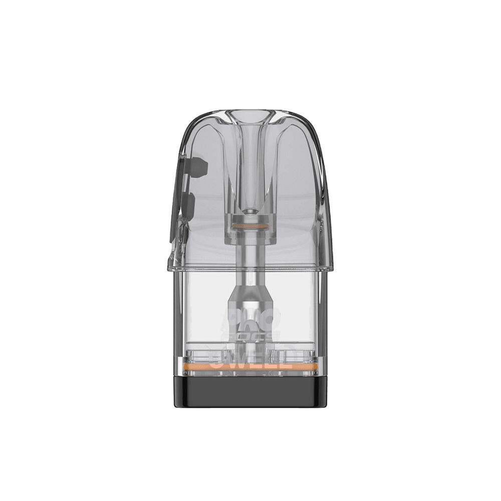 Uwell Caliburn GPP Alpha Pod mit Coil, transparent mit schwarzer Basis, zeigt Innenkomponenten und orange Dichtungskreis