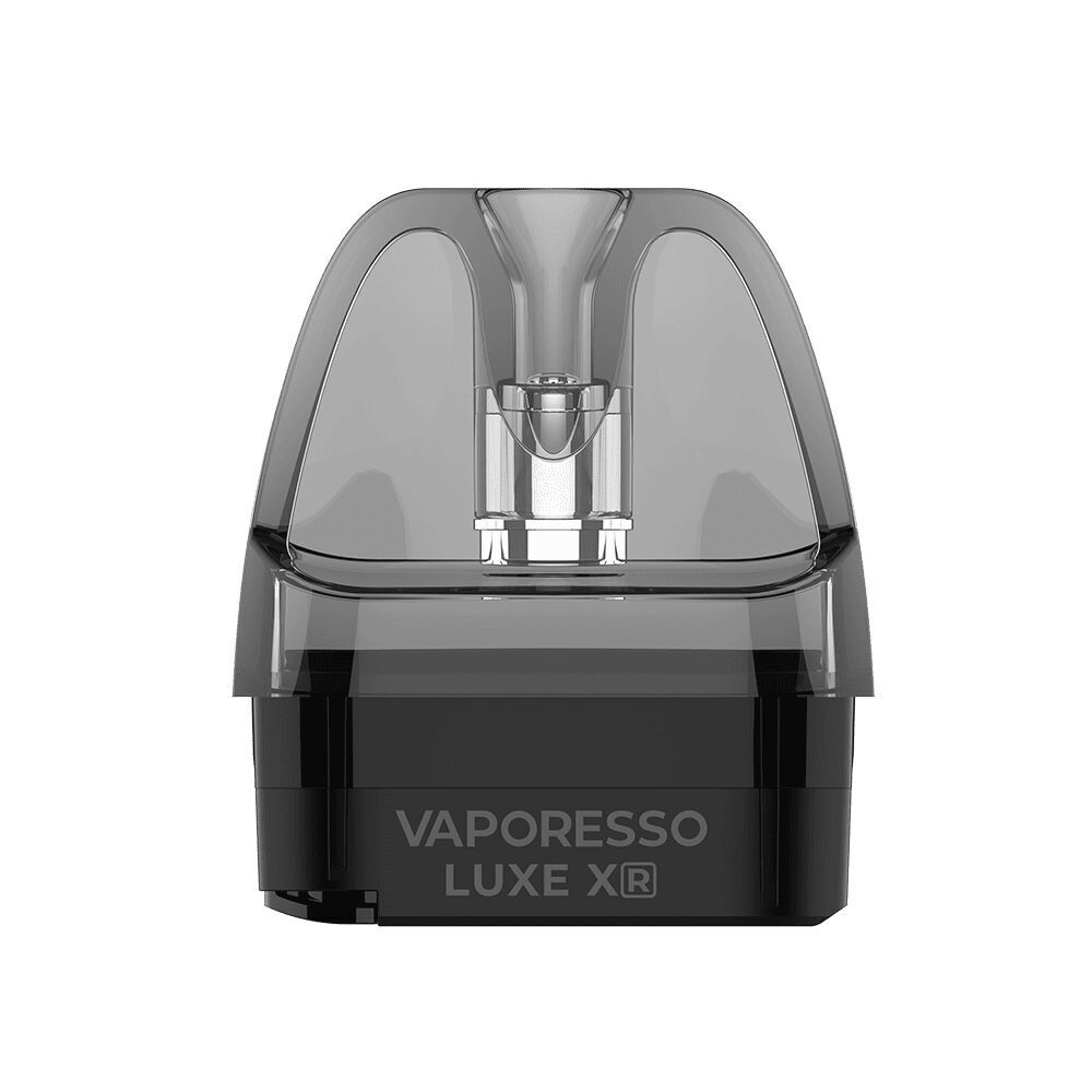 Vaporesso Luxe XR Leerpod V2 Vaporesso Luxe XR Leerpod V2, transparente Kapsel mit sichtbar innenliegender Struktur, schwarzer Unterteil mit Markenlogo.