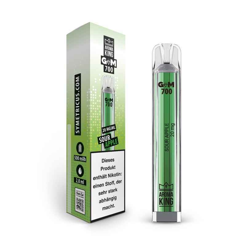 Sour Apple 20mg - Aroma King Gem 700 E-Shisha Sour Apple 20mg - Aroma King Gem 700 E-Shisha