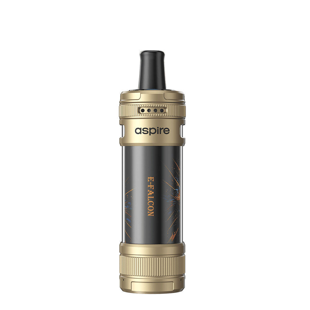 Aspire Magnum Nano E-Falcon in Gold mit schwarzem Körper und goldenen Akzenten, sichtbarer Schriftzug "E-FALCON" und "aspire" Branding.