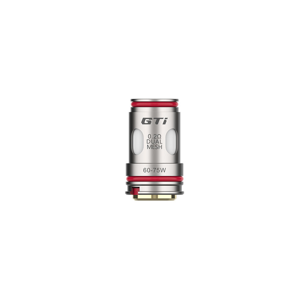 Vaporesso GTi Dual Coils Vaporesso GTi Dual Mesh Coil 0.2 Ohm mit rotem und silbernem Design, unterstützt 60-75W, sichtbare Markierungen und rote Akzente