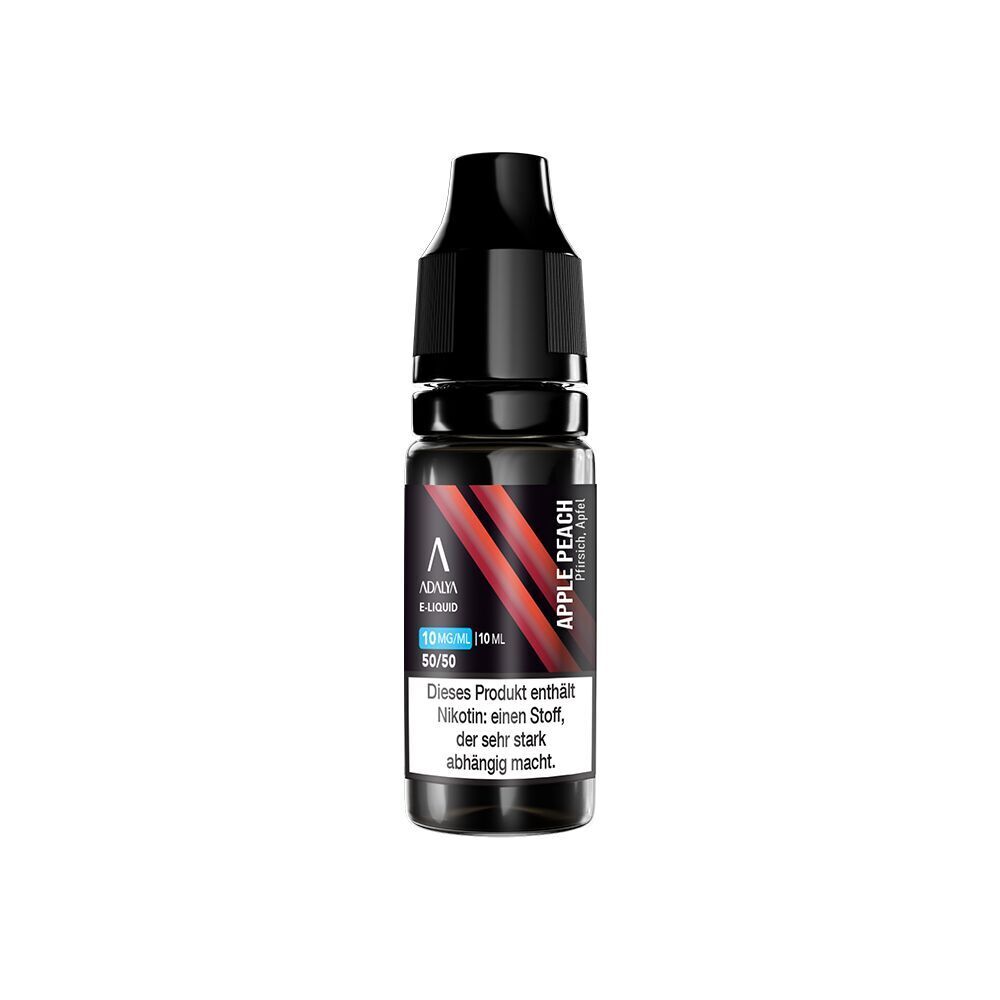 Liquid Apple Peach 10mg - Adalya Nikotinsalz Flasche mit Adalya Nikotinsalz Apple Peach Aroma, 10 mg/ml, 10 ml, 50/50, mit Hinweis auf starken Nikotingehalt