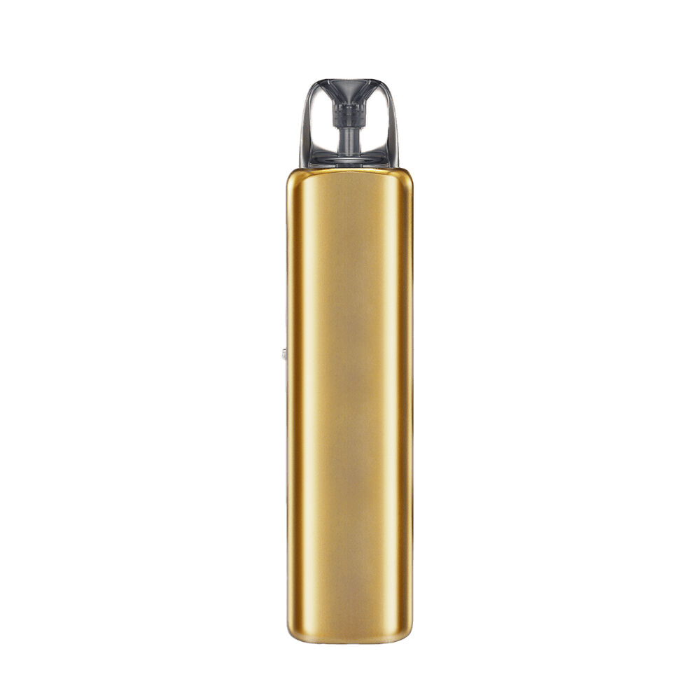 Dotmod dotPod Lite 2 Pod Kit in Gold mit schlankem Design und durchsichtigem Mundstück, kompakt und modern.