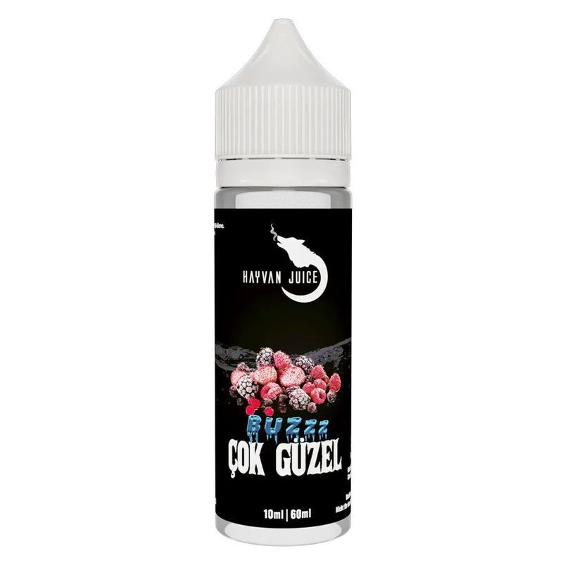 Aroma Cok Güzel von Hayvan Juice Hayvan Juice Aroma Cok Güzel Flasche mit Beeren-Design und schwarzem Etikett, 10ml 60ml Aufschrift