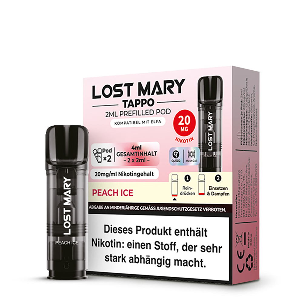 Peach Ice 20mg - Lost Mary Tappo Pods