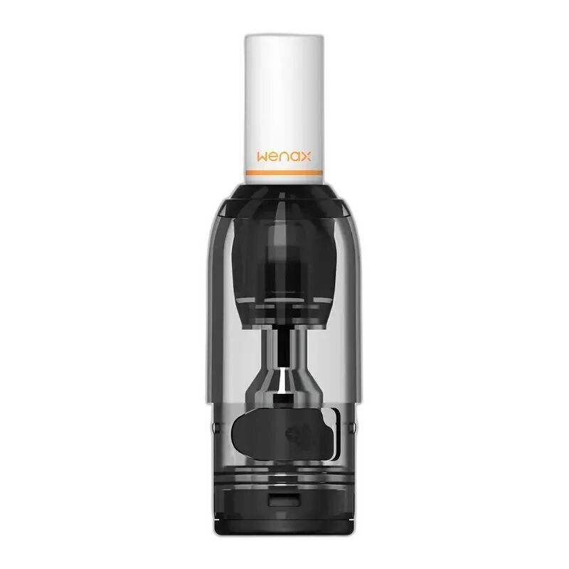 Geekvape Wenax M1 0,8 Ohm Filter Pod Geekvape Wenax M1 Pod mit durchsichtigem Gehäuse, schwarzem Mundstück und sichtbarer interner Struktur, Beschriftung "Wenax" sichtbar