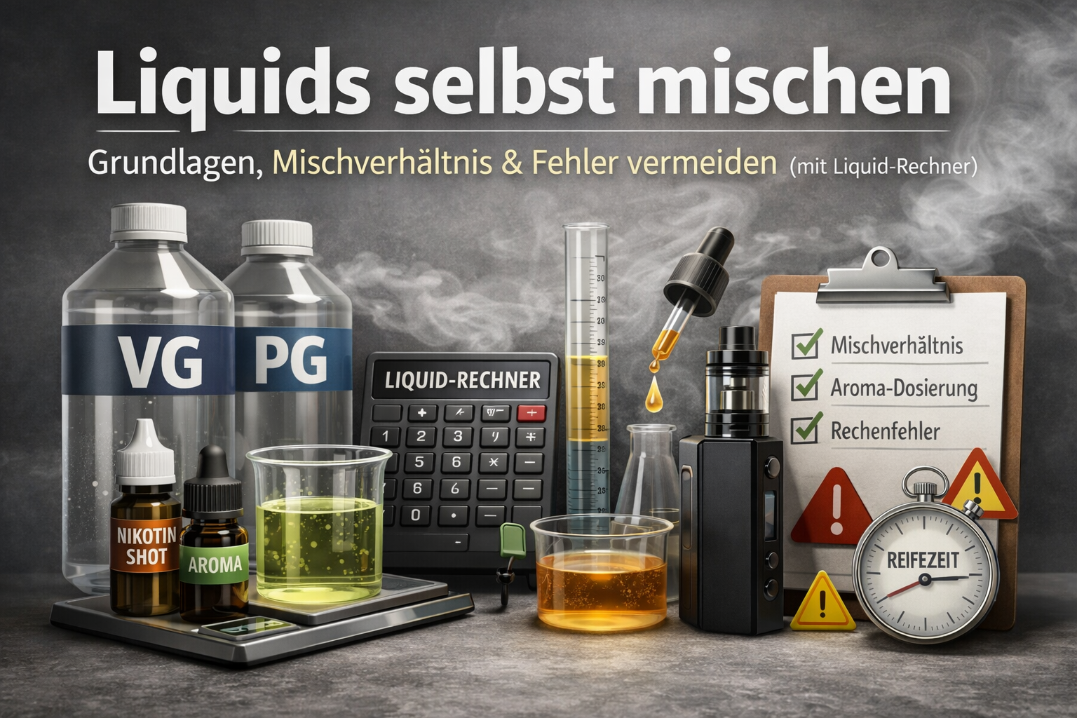 Liquids selbst mischen & Fehler vermeiden | mit Liquid-Rechner Liquids selbst mischen & Fehler vermeiden | mit Liquid-Rechner