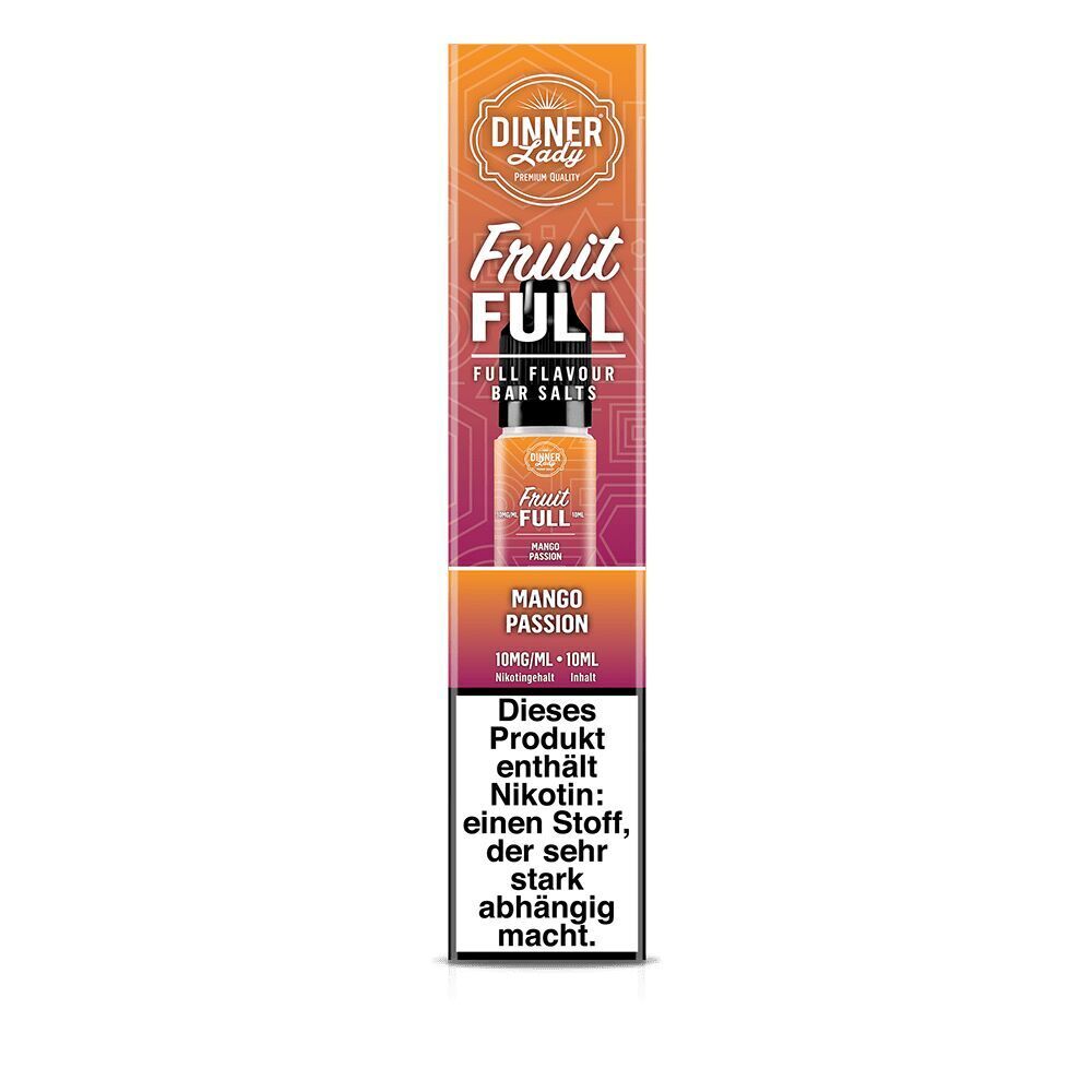 Dinner Lady Fruit Full Nikotinsalz, Mango Passion Geschmack, 10 mg/ml, 10 ml, mit Warnhinweis zur starken Abhängigkeit durch Nikotin