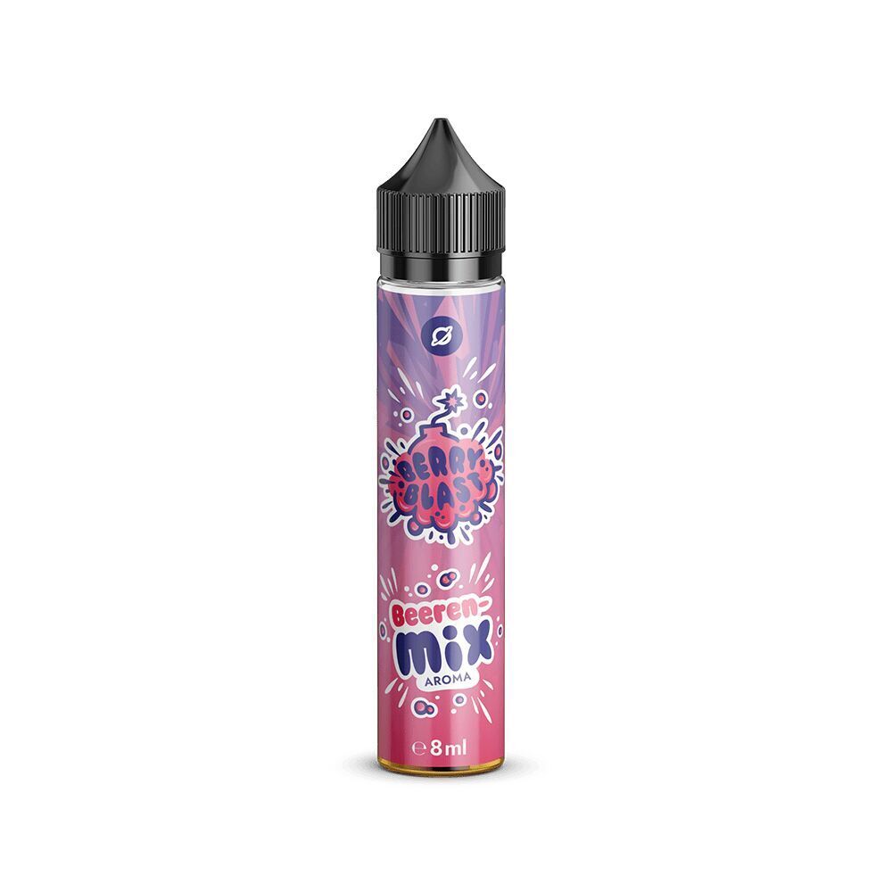 E-Liquid Flasche Flavorverse Aroma Beerenmix mit buntem Design und Aufschrift Berry Blast, 8 ml Inhalt