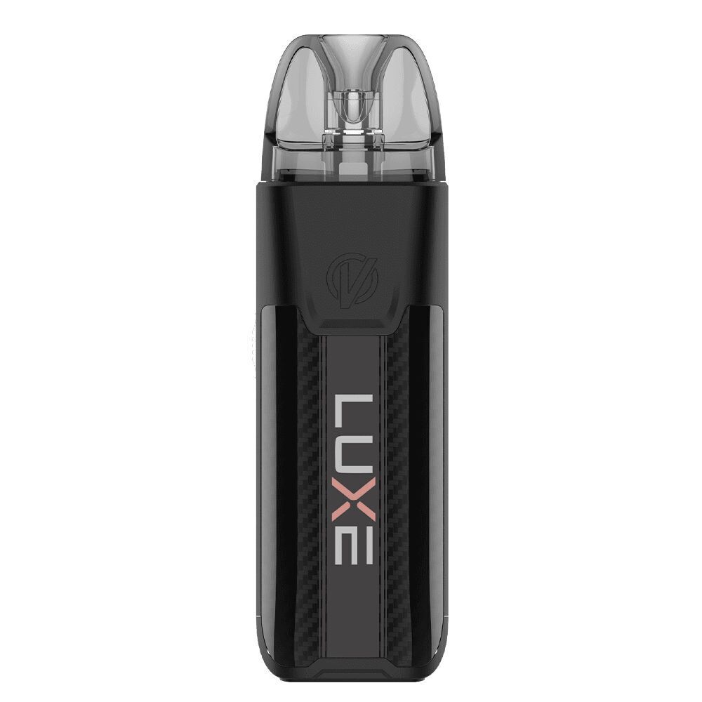 Vaporesso Luxe XR Max 2 Pod Kit - Black Vaporesso Luxe XR Max 2 Pod Kit, schwarz, mit transparentem Mundstück und zentralem Schriftzug "Luxe" auf strukturiertem Hintergrund