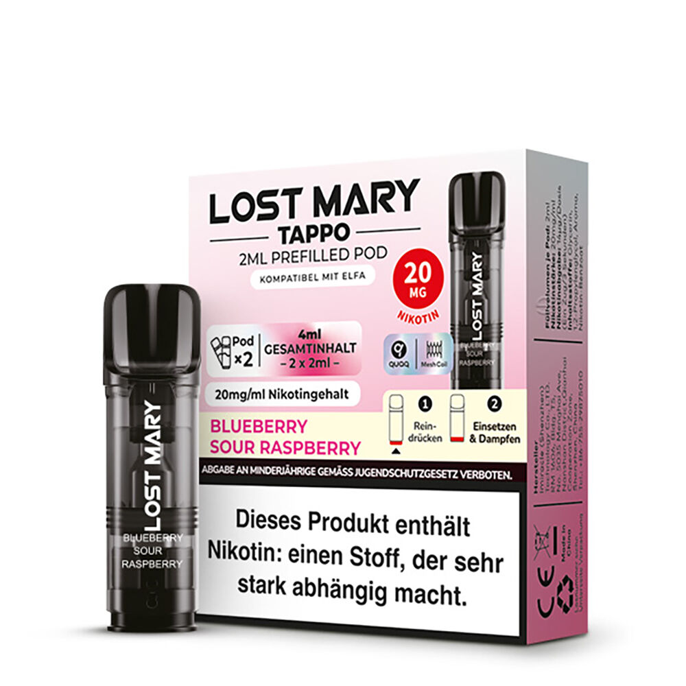 Lost Mary Tappo Pods Blueberry Sour Raspberry kaufen! Lost Mary Tappo Pods Blueberry Sour Raspberry kaufen!