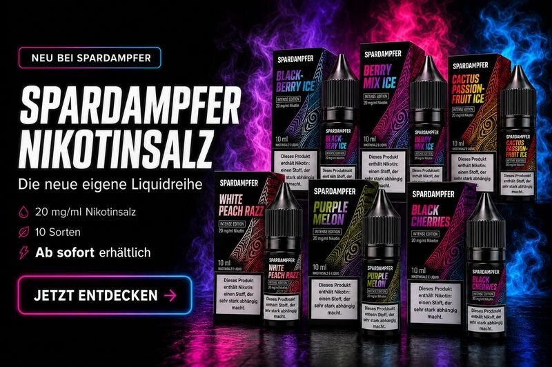Spardampfer Nikotinsalz Liquids mit 20mg Nikotin  in 10 Sorten