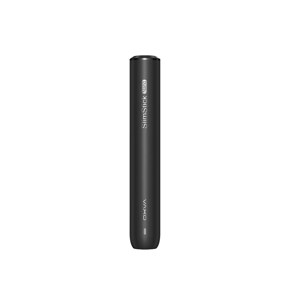 Oxva SlimStick Nano Akku in Schwarz, schlankes Design, Schriftzug „SlimStick Nano“ und „Oxva“ sichtbar