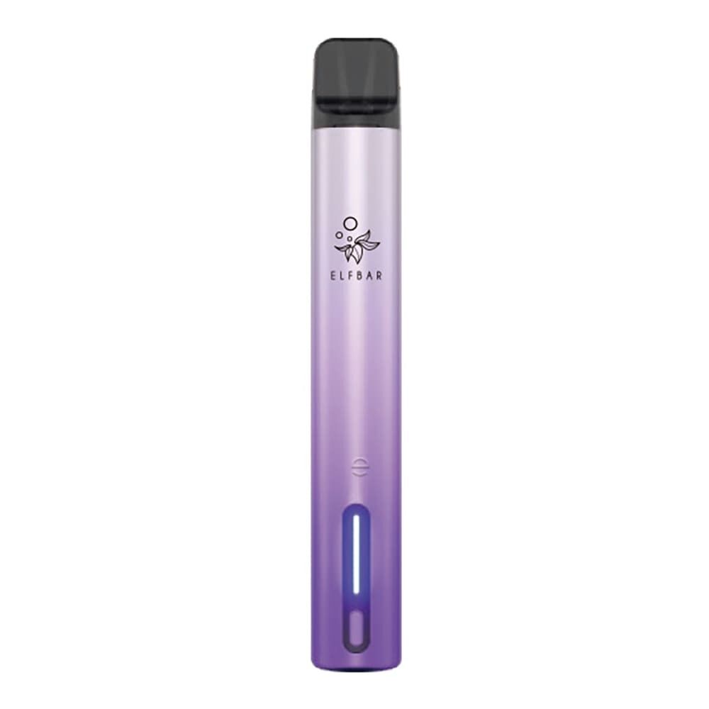 Elfa Turbo Pod Kit Elfbar ELFA Turbo Pod Kit - Aurora Purple, lila Gehäuse mit schwarzem Mundstück, leuchtender Streifen, Elfbar-Logo sichtbar.