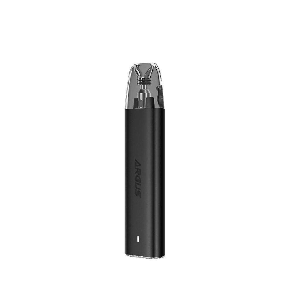 Voopoo Argus G2 Mini Pod Kit - Midnight Black Voopoo Argus G2 Mini Pod Kit in Midnight Black mit transparentem oberen Tankbereich und silbernem Schriftzug auf dem Gehäuse