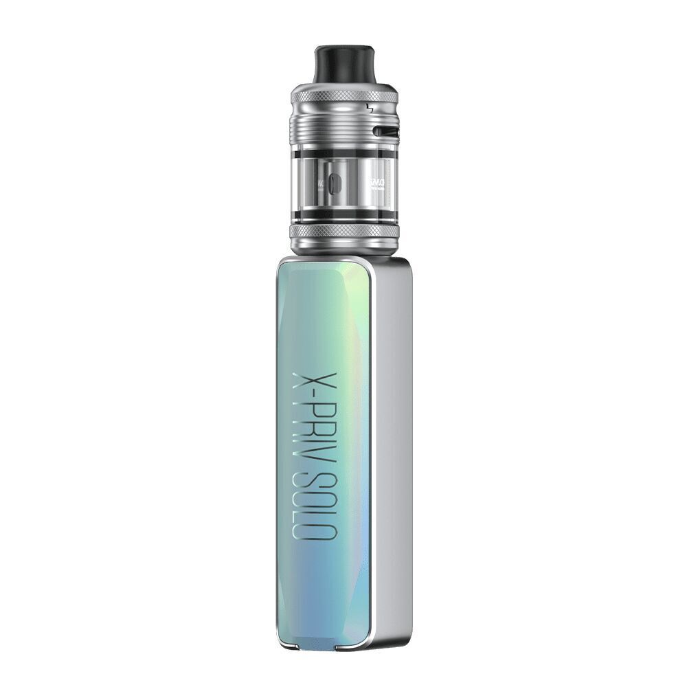 Smok X-Priv Solo Box Kit in blauer Farbgebung mit sichtbarem Branding, silbernem Tank und schwarzem Mundstück.