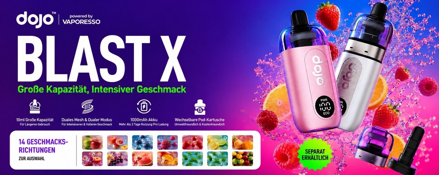 Vaporesso Dojo Blast X Pod System – 14 Geschmacksrichtungen & 1000mAh Akku