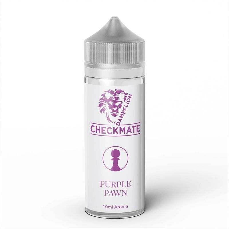 Dampflion Checkmate Aroma Purple Pawn Flasche mit violettem Schachfigur-Design und 10ml Kapazitätsangabe.