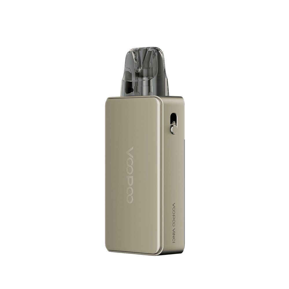 Voopoo Vinci E120 Pod Kit - Golden Voopoo Vinci E120 Pod Kit in golden, kompakte rechteckige Form mit transparenter Kappe und hervorgehobener Beschriftung auf der Seite