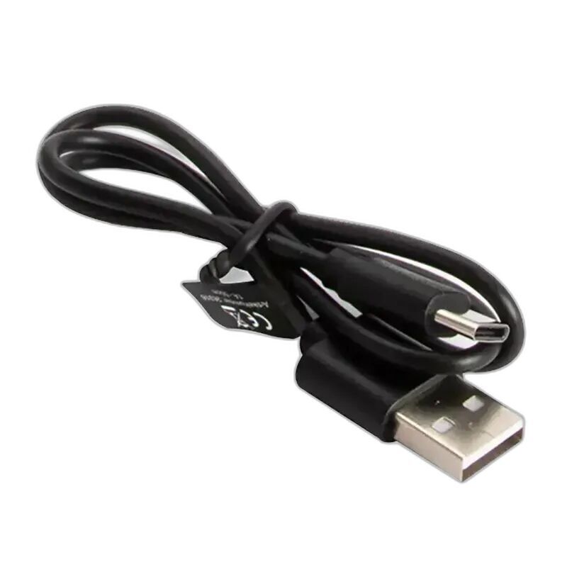 USB Type C Ladekabel Schwarzes USB Type C Ladekabel mit angeschlossenem Bindeband und beiden Steckern sichtbar