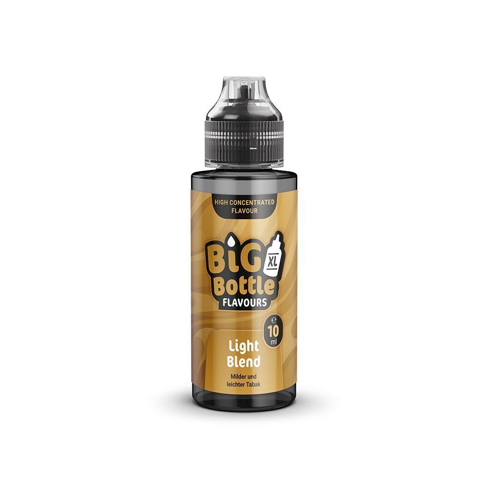 Light Blend - Big Bottle Flavours Big Bottle Flavours Aroma Light Blend mit 10 ml E-Liquid in hellbrauner Flasche, mildem und leichtem Tabakgeschmack.