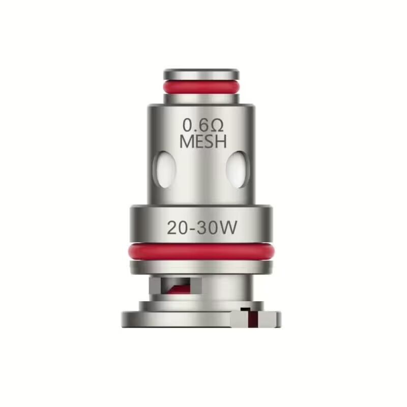 29473vp5.jpg Vaporesso GTX Coils 0,6 Ohm mit Mesh-Design und roter Dichtung, eingraviert mit "0.6Ω MESH" und "20-30W".