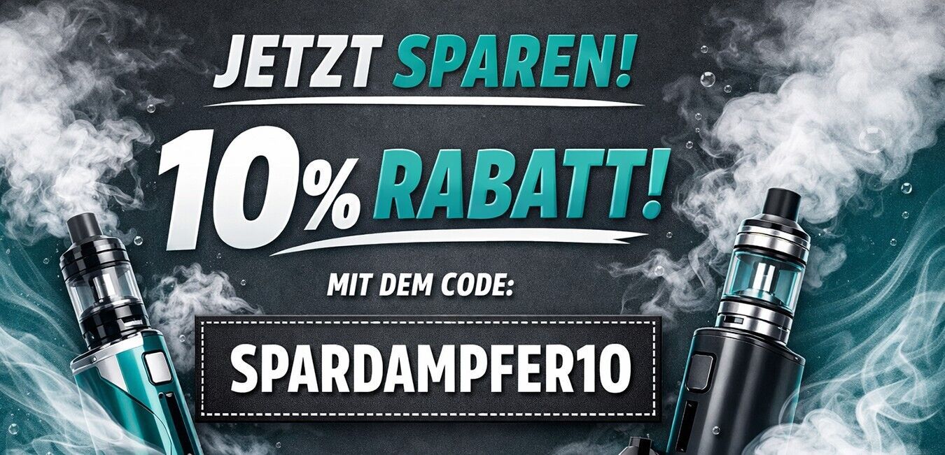 10 % Rabatt auf E-Zigaretten und Vape-Zubehör – Spardampfer Aktion mit Code SPARDAMPFER10