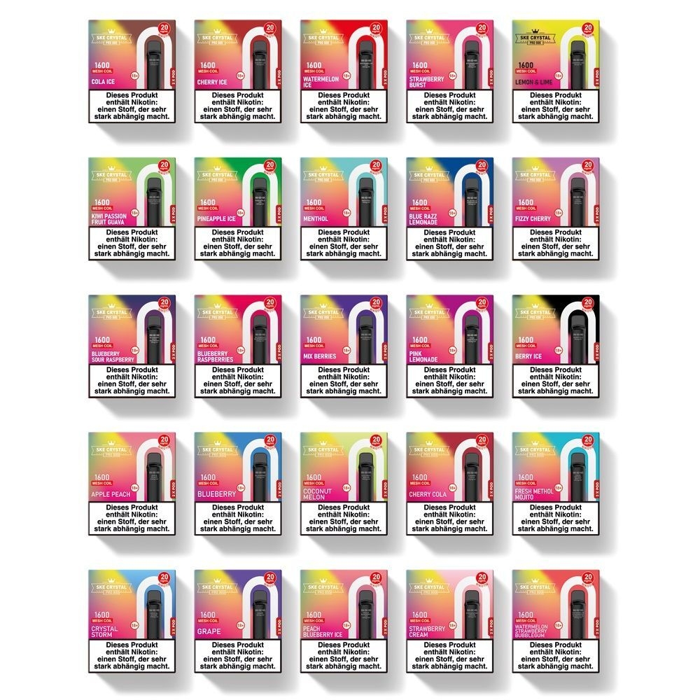 SKE Crystal 800 Pro Pods - alle Sorten - 20mg Nikotin, Werbung, Plakat