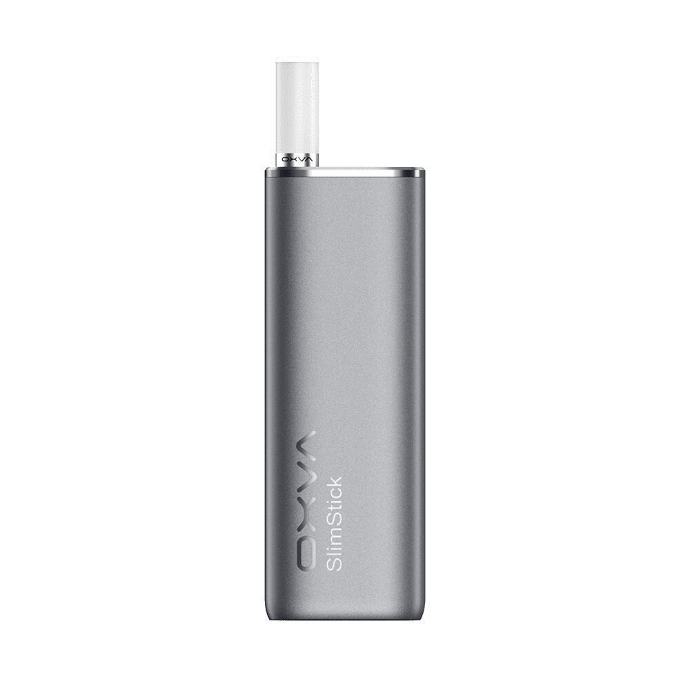 Oxva Slimstick Akku - Gray Oxva Slimstick Akku in Grau, schlanker, rechteckiger Körper mit Oxva-Logo und weißem Mundstück darauf