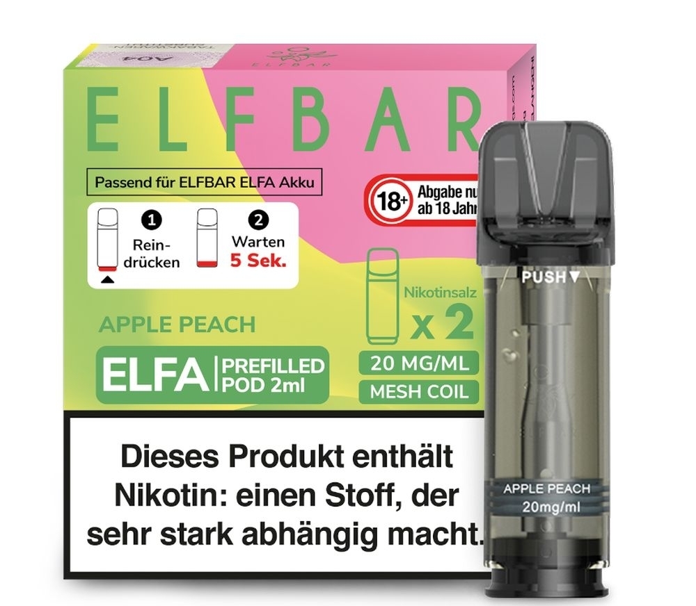 Apple Peach Elfa Pods von Elfbar 20mg Elfa Pods von Elfbar - alle Sorten - Mit Nikotin