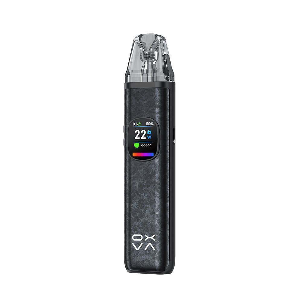 Oxva Xlim Pro 2 DNA Pod Kit - Frost Titanium Blue Oxva Xlim Pro 2 DNA Pod Kit in Frost Titanium Blue mit digitalem Display zeigt 22W, 0.6Ω, Batteriestatus und Herzsymbol.