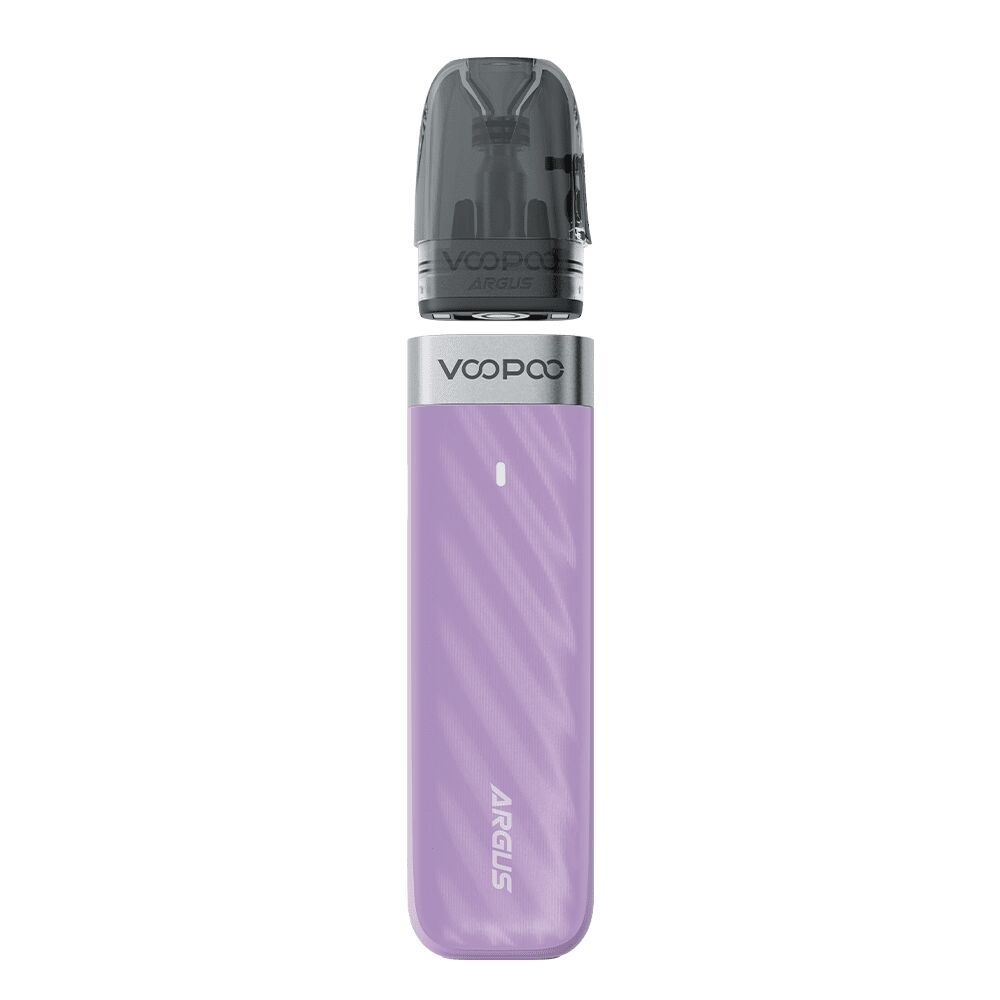 Voopoo Argus Z2 Pod Kit in Lavendelfarbe, länglicher Korpus, leicht strukturiert, mit abnehmbarem dunklem Pod und Voopoo-Logo.