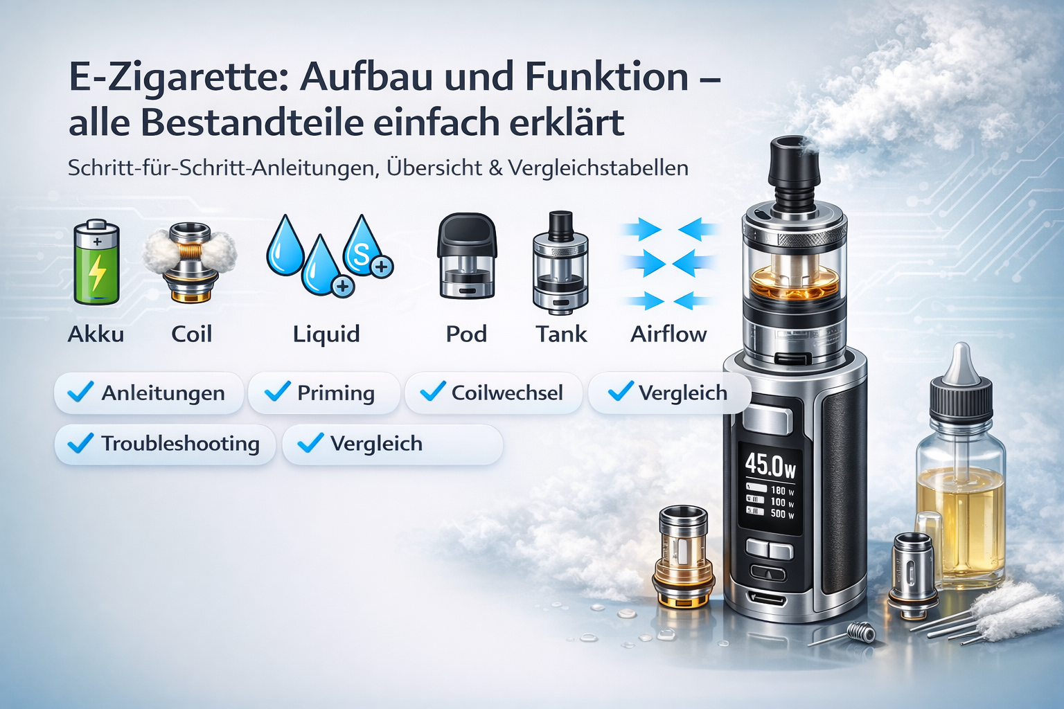 E-Zigarette Aufbau & Funktion einfach erklrt E-Zigarette Aufbau & Funktion einfach erklrt