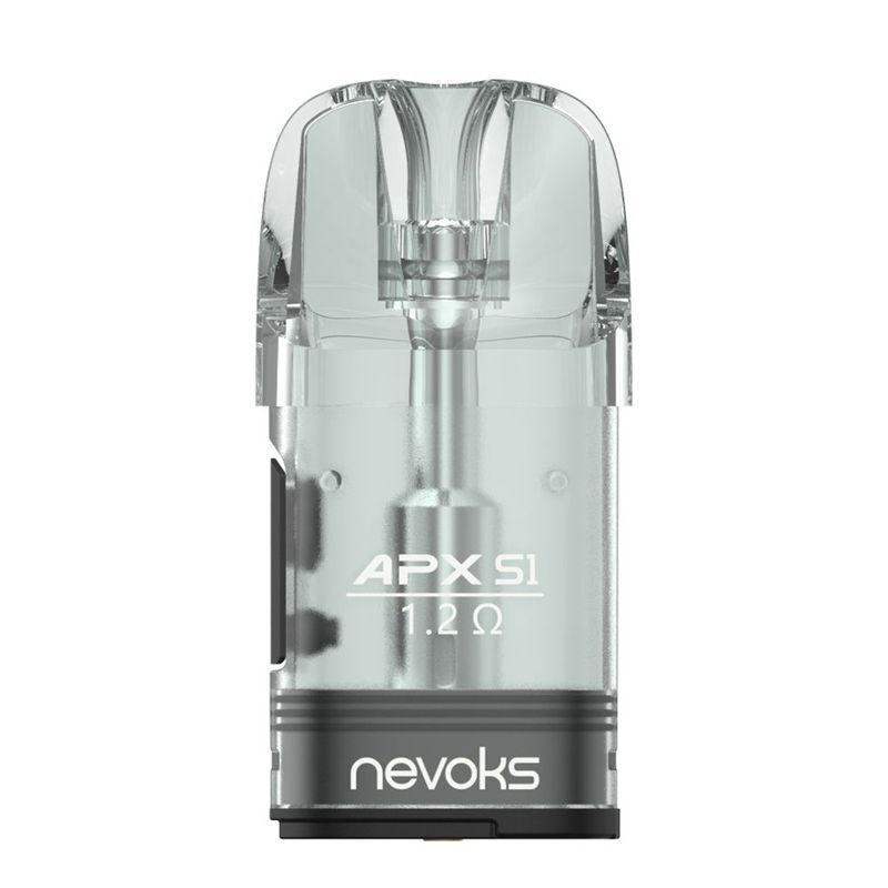 Nevoks APX S1 Ersatzpods Nevoks APX S1 Ersatzpod mit durchsichtigem Gehäuse, integriertem Verdampferkopf und sichtbarem Branding mit 1.2 Ohm Angabe