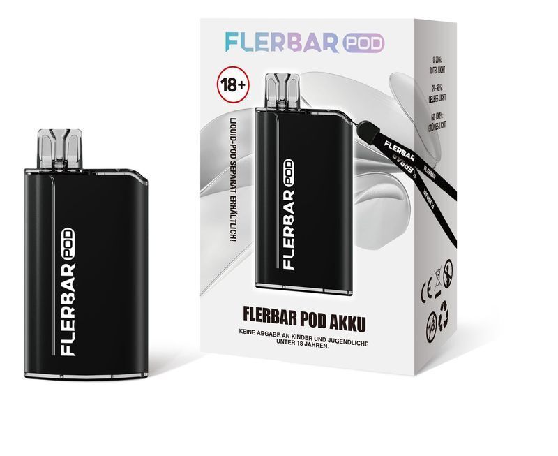 FLPD-5.jpg Flerbar Pod Akku schwarz, mit Verpackung, kompatibel mit separatem Liquid-Pod, nicht für Jugendliche unter 18 Jahren geeignet