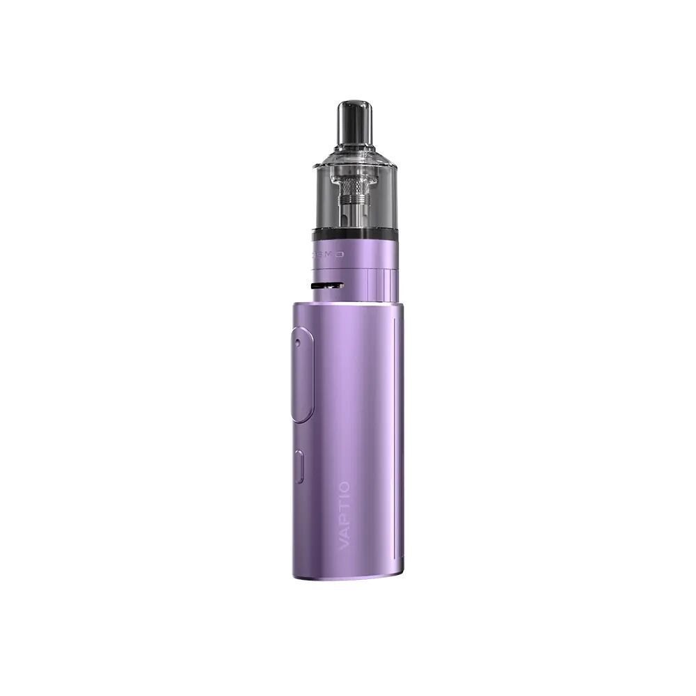 Vaptio Cosmo Prime Kit Lilac Violettfarbenes Vaptio Cosmo Prime Kit mit durchsichtigem Tank und sichtbarem Branding auf weißem Hintergrund.