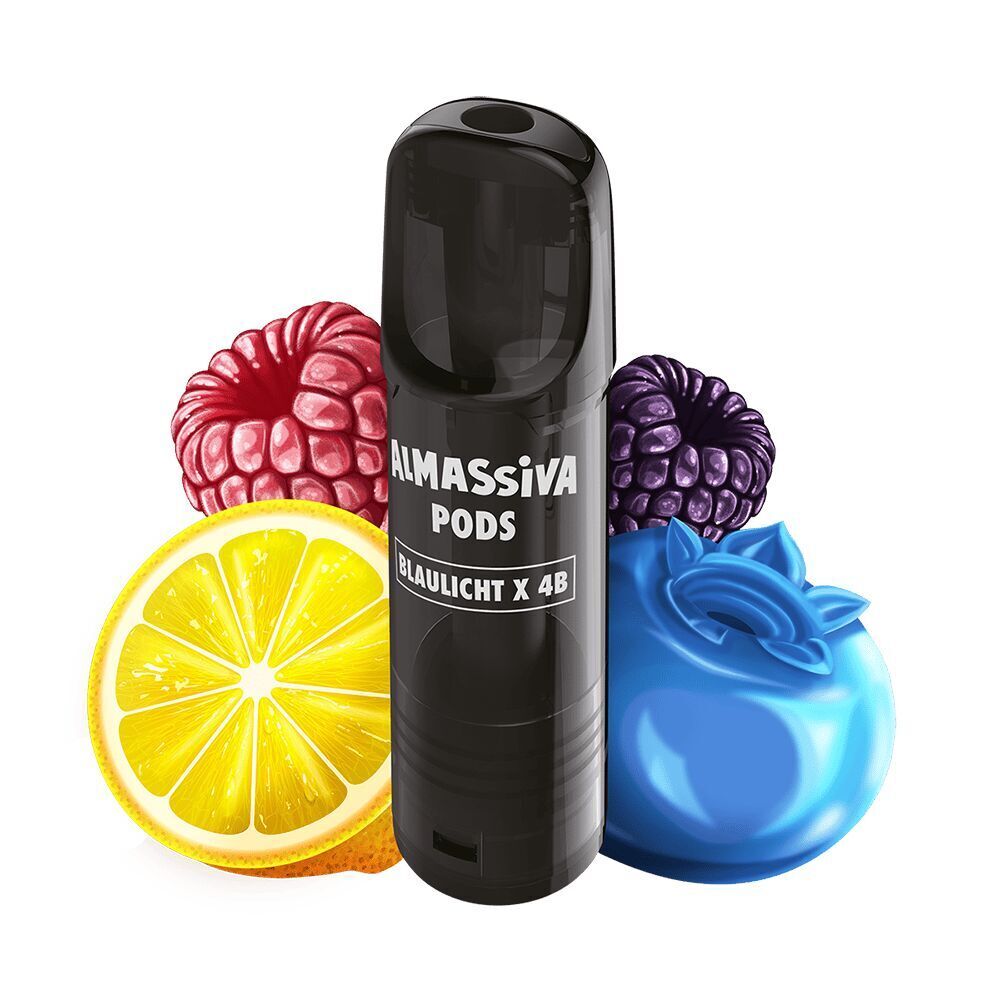 Blaulicht X 4B 17mg - Al Massiva Pods, Obst, Flasche, Beere, Orange, Kosmetik