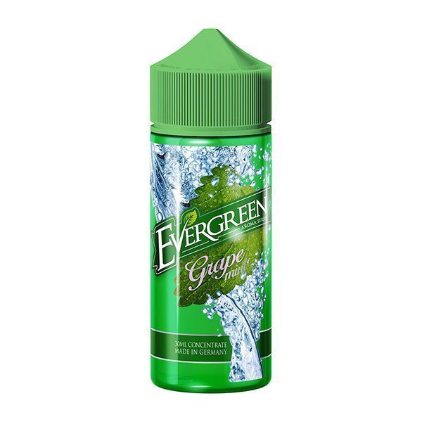 Aroma Grape Mint von Evergreen Evergreen Aroma Grape Mint Flasche, grün mit grünem Deckel, Eiskristalle und Blätter-Design, 30ml Konzentrat Made in Germany