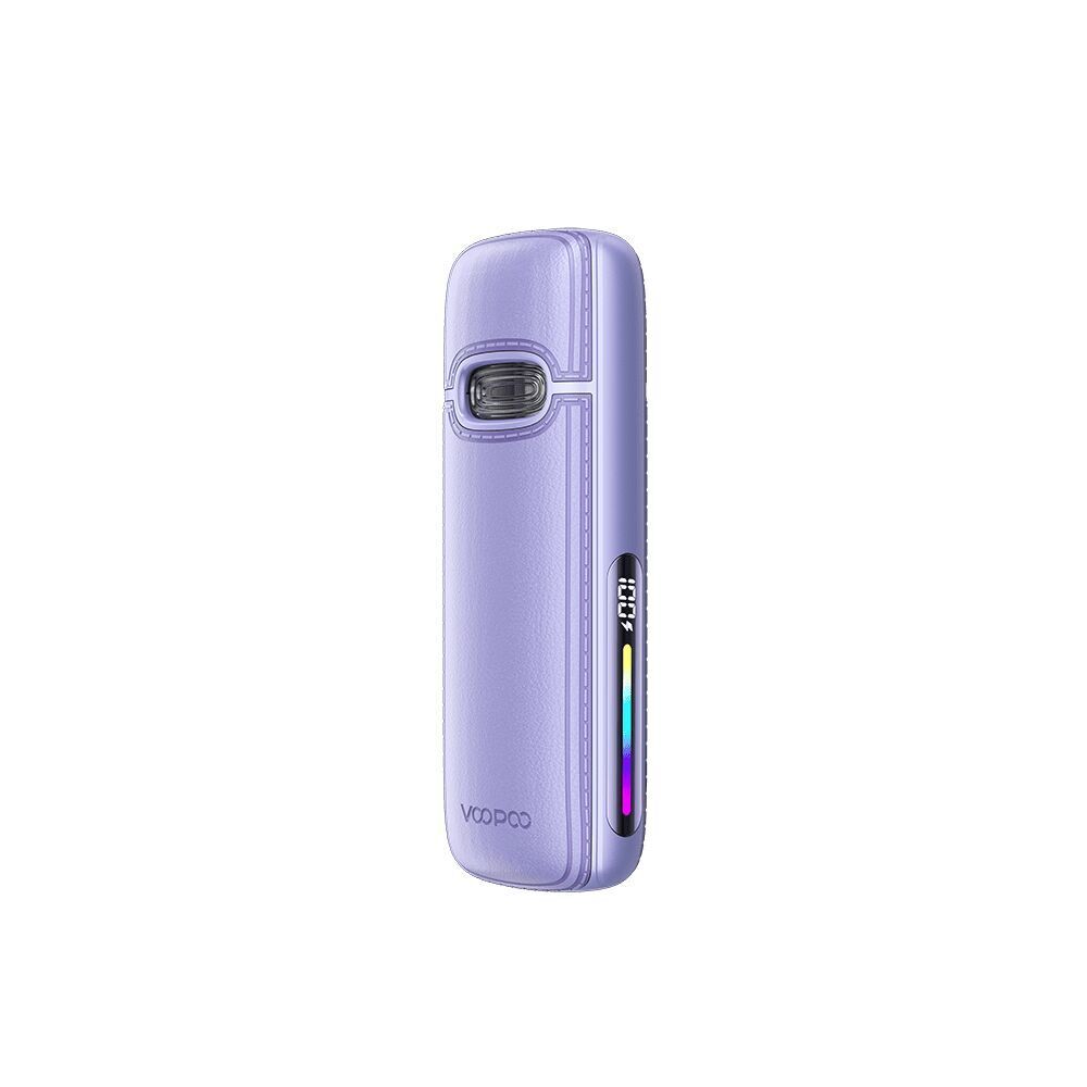 Voopoo Vmate E2 Pod Kit in der Farbe Lavender Purple Voopoo Vmate E2 Pod Kit in Lavender Purple, glatt polierte Oberfläche mit seitlichem Display und Markenlogo darunter.