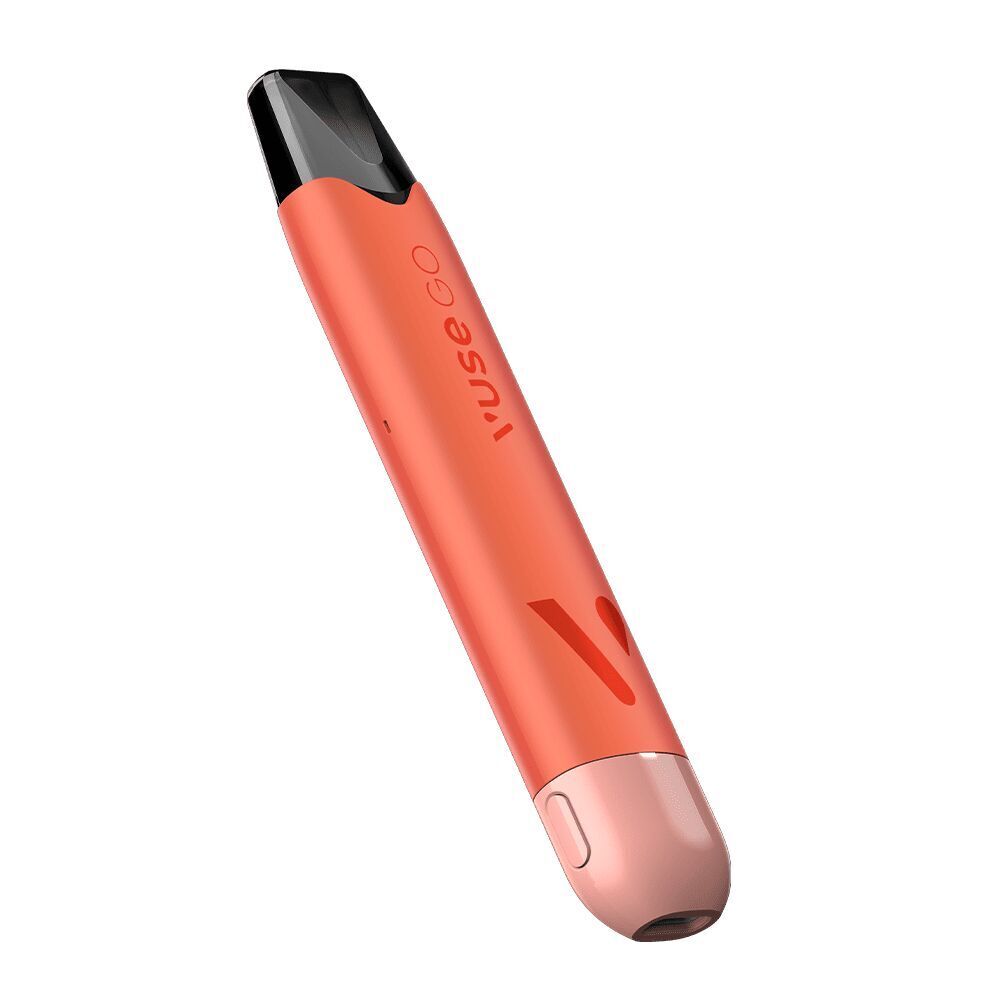 Vuse Go Reload Akku Pen - Orange Vuse Go Reload Akku Pen in Orange mit schwarzem Mundstück und sichtbarem Logo-Text "Vuse GO" auf der Vorderseite.