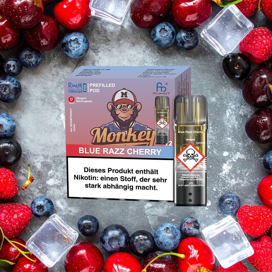 RandM Tornado Pods - Blue Razz Cherry RandM Tornado Pods - alle Sorten - mit Nikotin
