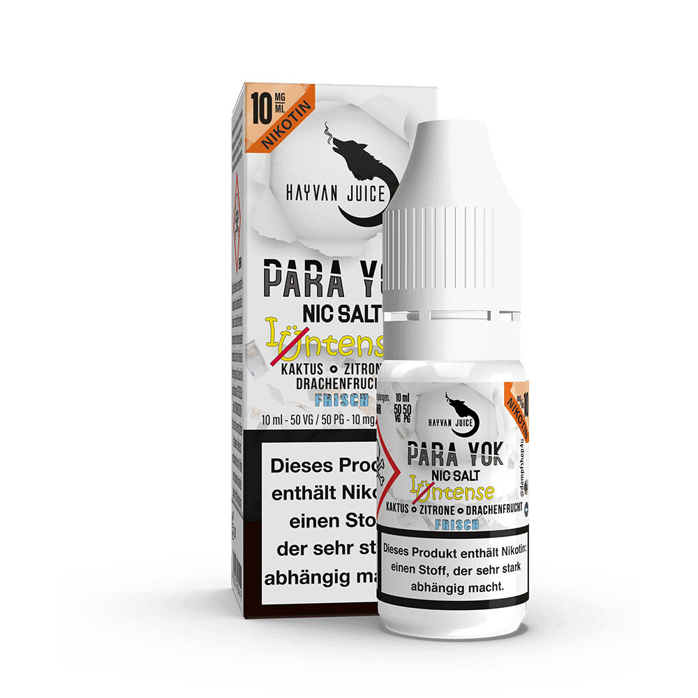 Hayvan Juice Nikotinsalz - Para Yok 10mg Hayvan Juice Intense Nikotinsalz Para Yok, 10 ml Flasche, Kaktus-Zitrone-Drachenfrucht-Geschmack, Verpackung mit Warnhinweis auf Nikotin