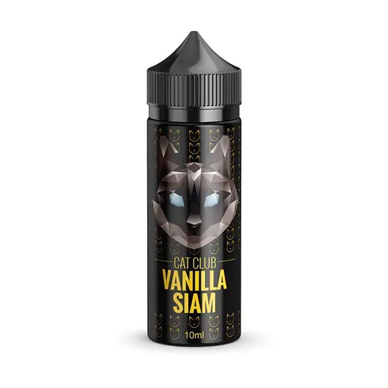 Copy Cat Aroma - Vanilla Siam Copy Cat Aroma Vanilla Siam Flasche mit geometrischem Katzenmotiv auf schwarzem Hintergrund, gelbe Schrift, 10ml