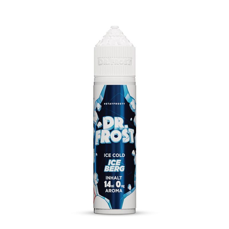 Aroma Iceberg von Dr. Frost Dr. Frost Aroma Iceberg Flasche mit blauem Design, Ice Cold Aufschrift, 14 ml Aroma, weiße Kappe.