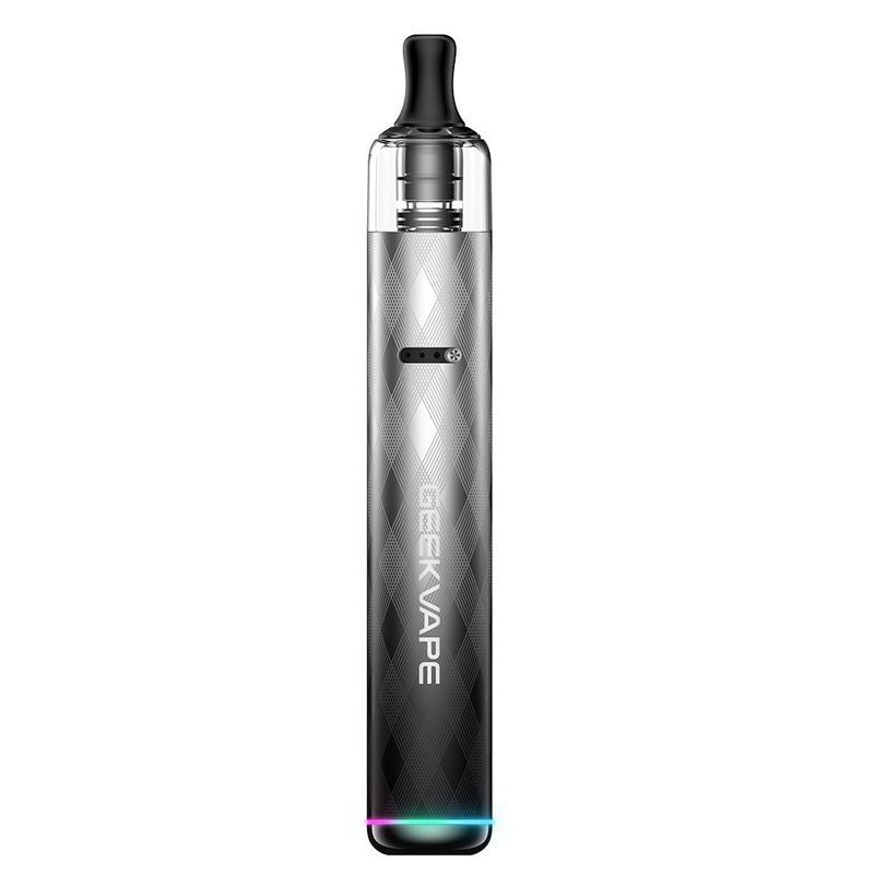 Geekvape Wenax S3 Pod Kit in der Farbe Texture Dark Vape-Gerät Geekvape Wenax S3 Pod Kit in Dunkelgrau mit Textur, schwarzem Mundstück, Geekvape-Logo und LED-Anzeige, elegante Optik.