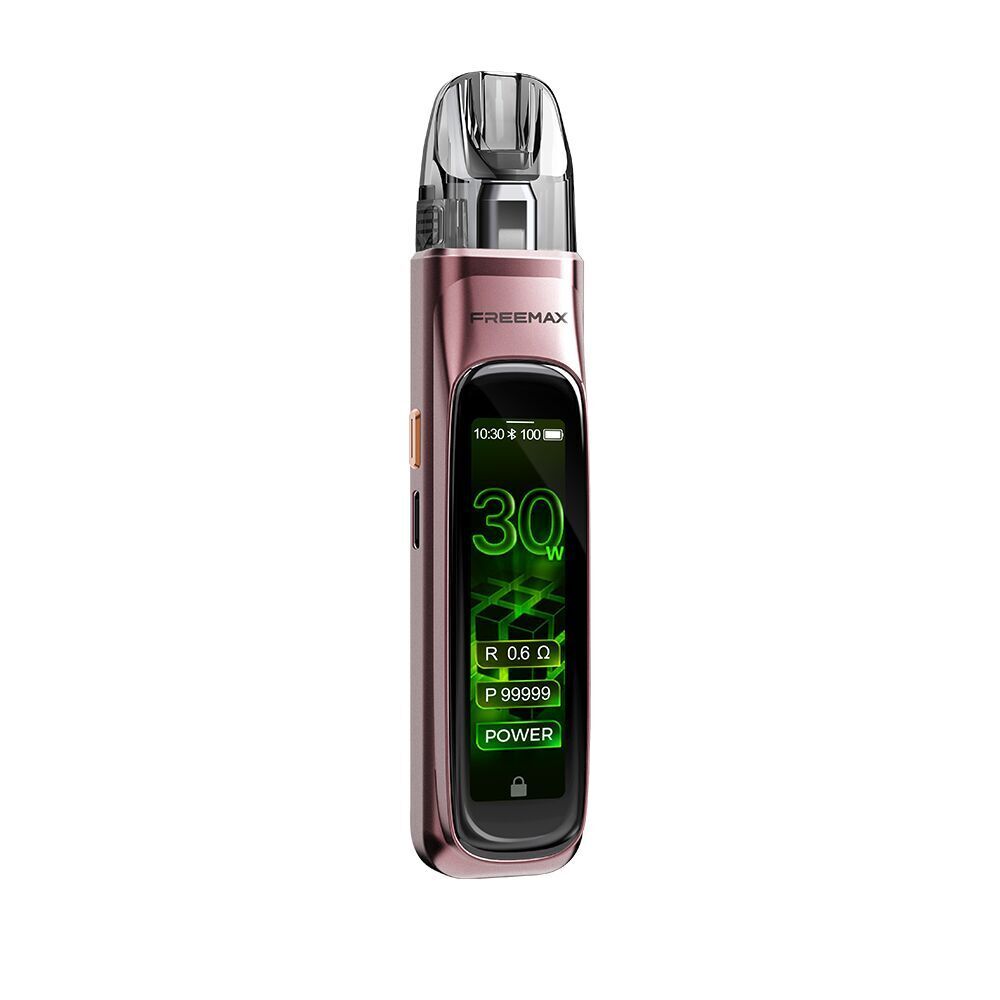 Freemax Rexa Pro Pod Kit - Pink Freemax Rexa Pro Pod Kit in Pink mit Displayanzeige bei 30 Watt und sichtbaren Steuerelementen.