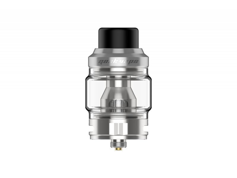 Geekvape Obelisk Clearomizer Silver, aus Edelstahl mit Glastank und schwarzem Mundstück, Branding sichtbar.