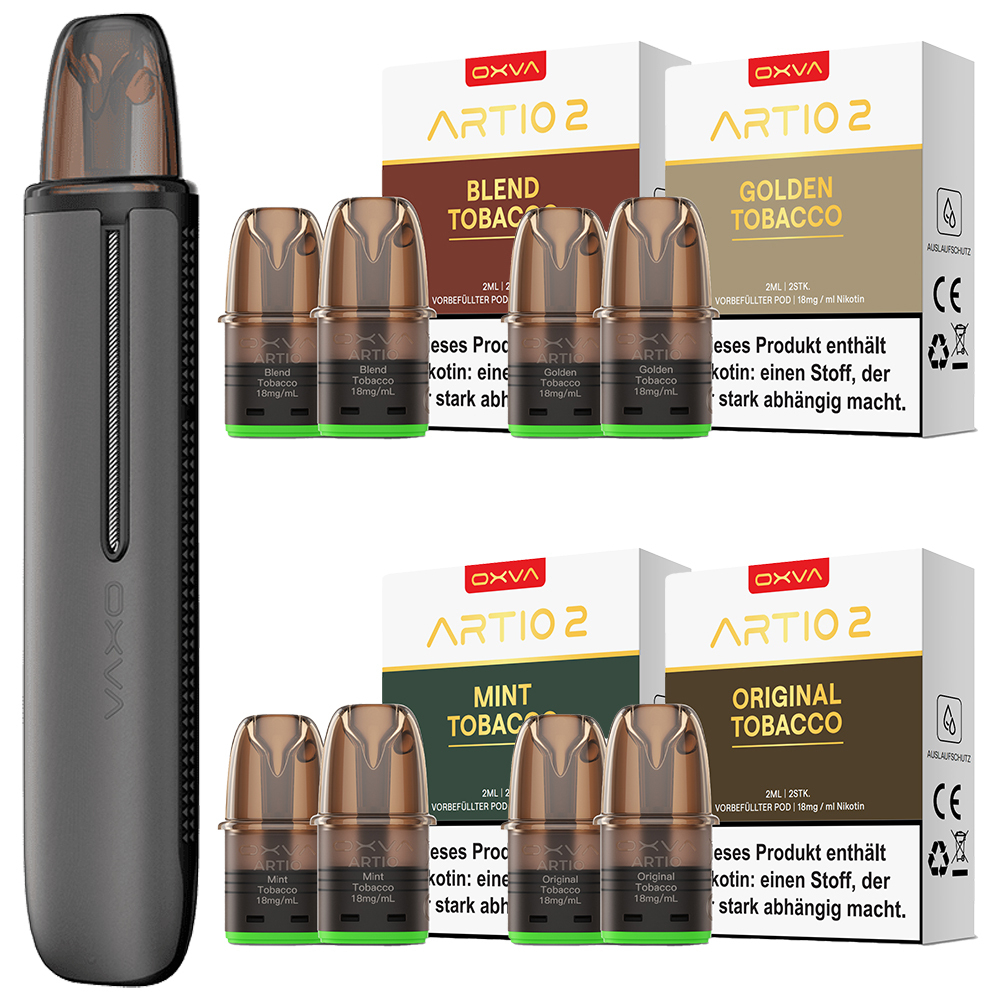 Oxva Artio 2 Tabak Pod Kit Bundle 18mg - Gray Leather
