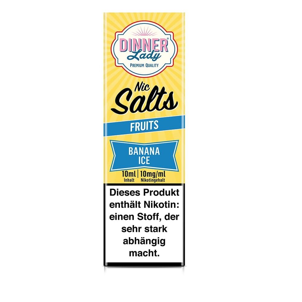 Dinner Lady Nic Salts Fruits Banana Ice Flüssigkeit, 10ml, 10mg/ml Nikotingehalt, Warnhinweis: Enthält Nikotin, stark abhängig machend