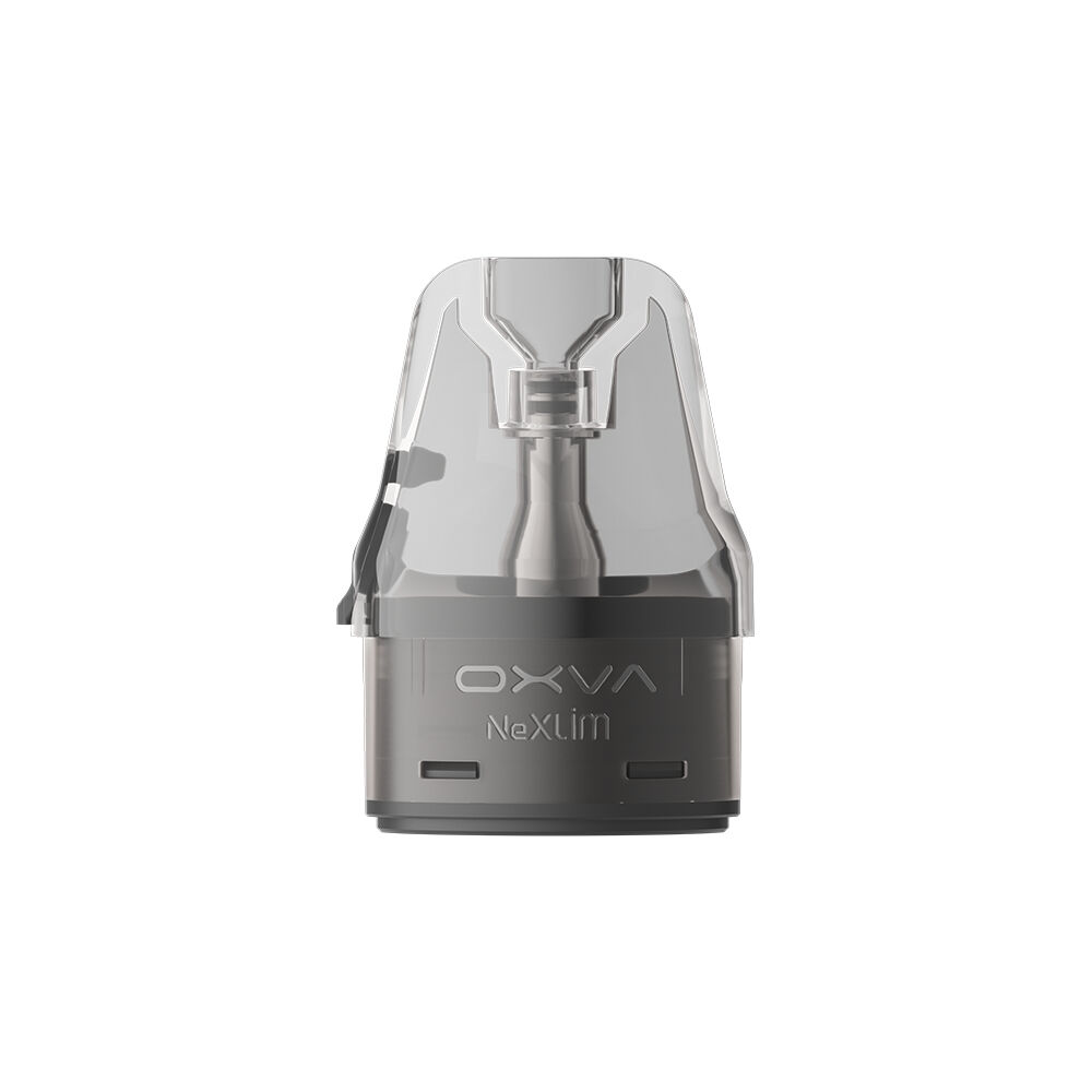 Oxva NeXLIM V2 Pod mit Coil, durchsichtiges Kunststoffgehäuse, sichtbare Metallkomponente, Oxva-Logo auf der Basis.